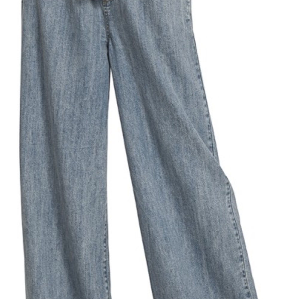 Zenana Wide Leg Denim Pants Drawstring Elastic Waist High Rise Medium NWT - Picture 11 of 13